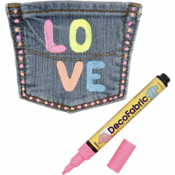 Deco tekstiilikynät - 3 mm - neonvärit - 6 kpl Deco tekstiilikynät - 3 mm - neonvärit - 6 kpl