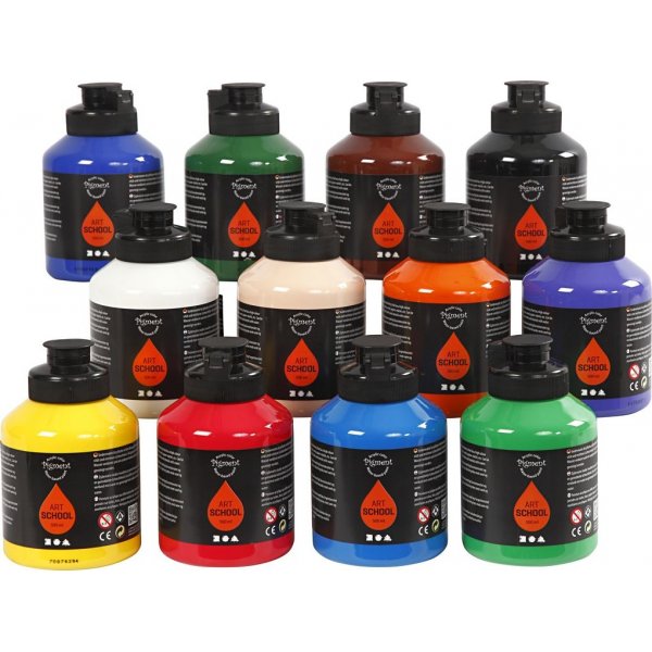 Pigment Art School - vakiovrit - puolikiiltv - 12 x 500 ml