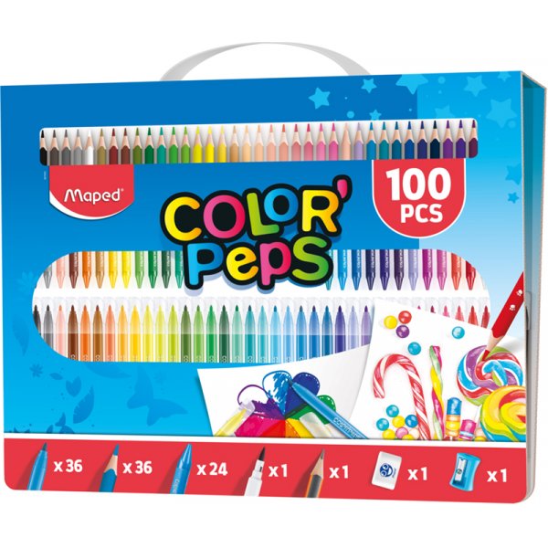 Lasten setti - Maped - Vrisetti, jossa 100 osaa