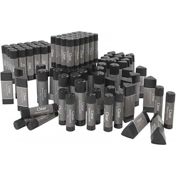 Kirkkaat liimapuikot - eri kokoja - 96 kpl