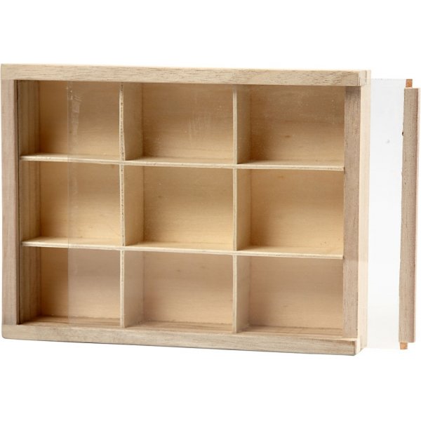 Laatikko, jossa lokerot ja suojakansi