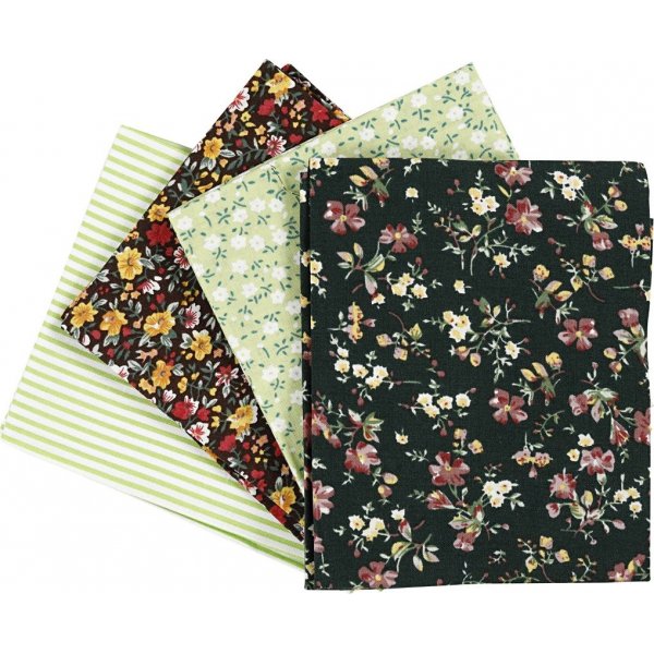 Patchwork kangas - vihreä - 4 kpl