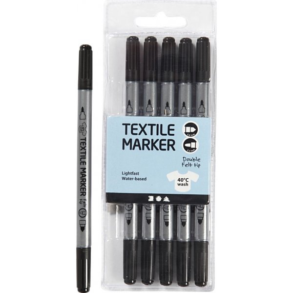 Tekstiilimerkit - musta - 6 kpl