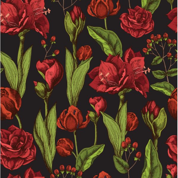 Kuviollinen jersey Amaryllis - musta Kuviollinen jersey Amaryllis - musta