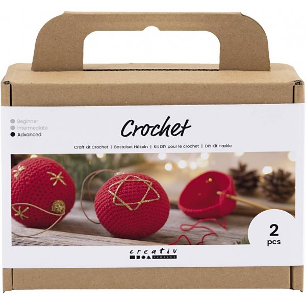 DIY Kit Crochet - punainen - joulukuusenpallot