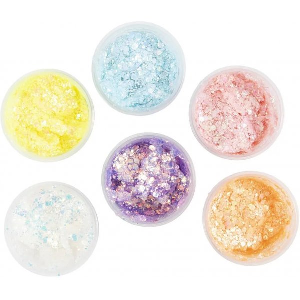 Glitter savi, pastellivrit, 6x20 ml