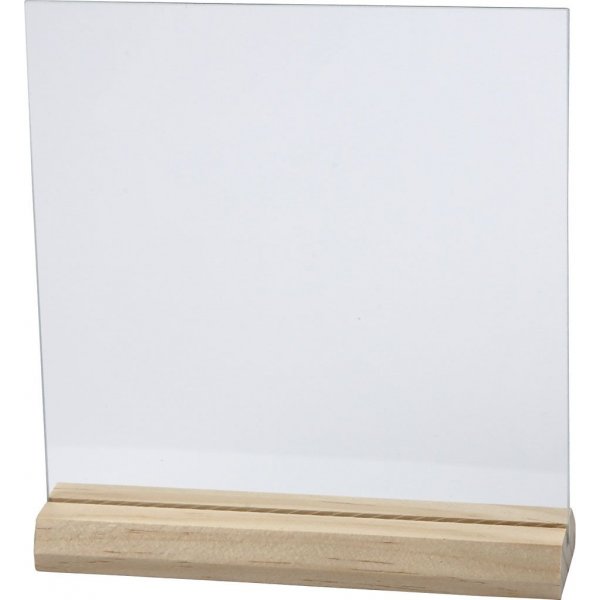 Lasilevy puisella pohjalla - 15,5 x 15,5 cm - 10 sarjaa