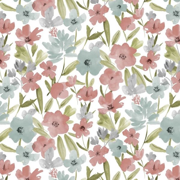 Vaha kangas PVC Flower - Persikka